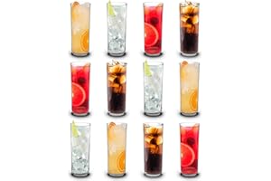 RBDRINKS RB Vasos Tubo Plástico Premium, Vasos de Plastico Duro Irrompible e Reutilizable para Zumos, Cócteles, Cervezas y Agua 30cl, Set de 12