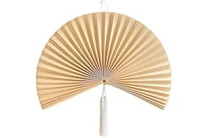 SUCHUBU Handmade Large Bamboo Wall Fan, Beige Decorative Fan for Hanging on the Wall, Headboard or Living Room Decor - Woven Bamboo Art, Boho & Asian Inspired