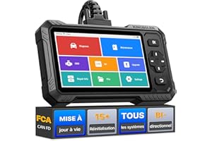 KINGBOLEN S6 Elite Valise Diagnostic Auto, OBD2 Diagnostic Français pour système Complet avec 15+ Réinitialisations, Contrôle Bidirectionnel, CANFD＆FCA, Mise à Jour Gratuite à Vie