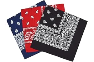HATS OF LONDON Paisley Bandanas Pack Of 3 Paisley Cotton Paisley Print Neck Scarf Headband Face Cover or Face mask for outdoor Wrist Scarf 100% Cotton Unisex Bandana
