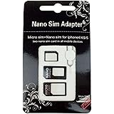 Nano SIM et micro SIM Cartes Kit Adaptateur pour Smartphone, Téléphone portable et tablette : Set 4 en 1 Kit complet, mini av