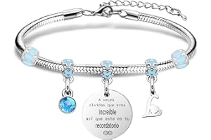 COAGURMES Regalo de pulsera de inspiración,recordatorio plateado de 26 letras pulsera colgante A - Z pulsera hija madre hermana amiga cumpleaños navidad graduación