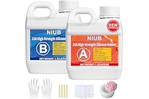 NIUB Silicona Liquida para Moldes 1,1kg 15A Silicona para Moldes Kit de fabricación de moldes, Kit Profesional de fabricación de moldes de Caucho