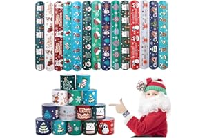 SULOLI 48 Pezzi Braccialetti Slap Natale,Bracciali a Scatto per Bambini,Schiaffo Bracciali Gadget per Compleanno Festa Regalo