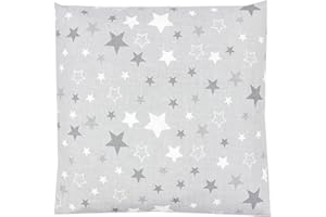 TupTam Federa per Cuscino con Motivi per Bambini, Stelle Bianco/Grigio, 50 x 50 cm