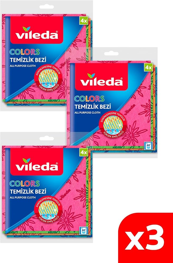 vileda 3 Paket 4'lü Colors Renkli Mutfak Bezi