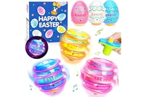 KOJAYHOL Ostergeschenke Kinder ab 3 4 5 6 7 8 9 10 Jahre, 6 Stück Ostern Spinning Eier Färben Spielzeug mit Musik, Osterkörbchen Kinder Füllung Kleine Ostergeschenk