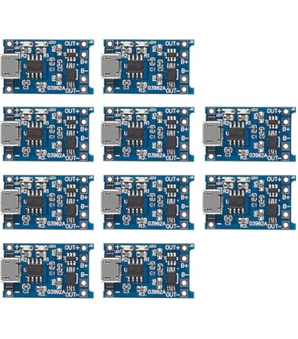 6 Supports Pile 18650 + 10 Modules Chargeur USB-C - 3.7V - DIY Batterie Lithium