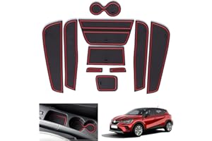 GAFAT Renaul-t Captur 1 2013-2018 (Automatique) Tapis Antidérapants, Captur 1 Tapis en Caoutchouc pour Console Centrale, Porte-Gobelet, Couture de Porte, Compatible avec Renault Captur 1 (Rouge)