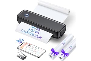 Aixiqee Portable Mobiler Drucker A4 für Unterwegs, Kabellos Bluetooth Thermodrucker Klein Reisedrucker Unterstützt A4, A5, 8.5" X 11" US Letter Legal Thermopapier (Kabelloser Mobiler Portabler)