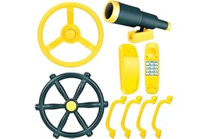 Aragallant Juego de Torre de Juego para Volante, Agarres de Marco de Escalada para Niños, Prismáticos, Juguetes Telefónicos, Volantes para Niños (Verde)