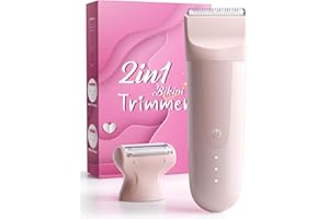 IFANZETECH Tondeuse Femme Intime, Rasoir Electrique Femme: Tondeuse Bikini Electrique 2-in-1 Avec de Lame en Céramique, Indolore Rasoir pour Corps, Bras, Jambes, Aisselles, Étanche IPX7 Rechargeable (Rose)