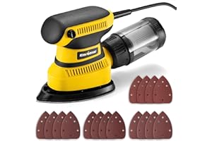 Enventor Lijadora Mouse 210W, Lijadora Madera con Velocidad 15000RPM, 16PCS Lija (80, 120, 180, 240 Grit), con Caja de Polvo, Lijadoras Delta Electrica para Lijar y Pulir Madera y Metal