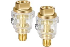 PROFIWOAB 2 PCS Oiler Lubricator air Compressor, 1/4" BSP Mini in Line Air Tool, 2X Mini Oiler Lubricator Used on All air Tools.