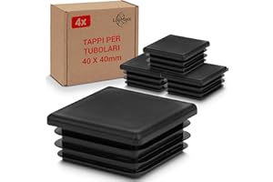 LouMaxx Tappi per tubo 40 x 40 mm | tappi per tubo quadrato | tappi per copertura | copertura tubo in plastica robusta | tappi a lamelle 40 x 40 mm per una protezione perfetta