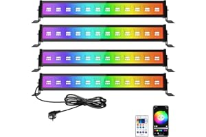 T-SUN 50W RGB Barra de Luz LED, 4 Piezas RGBCW Foco LED Exterior, Iluminación Mural RGB Inteligente con Mando a Distancia/APP/Memoria/Temporizador/Impermeable IP66 para Escenarios Bar Fiesta Jardín