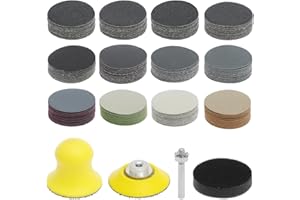 FYEME 184 Stück Schleifscheiben Pad Kit 50mm Klett Nasse Trockene Schleifpads 60/80/100/150/240/400/800/1200/2000/3000/5000/10000 Schleifscheiben Adapter für Metall Holz Glas Auto Polieren