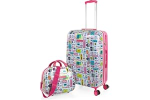 SKPAT - Set Valigia Media e Valigia Bagaglio a Mano. Set Valigie Rigide per Viaggi Aereo - Set Trolley Valigia Rigida - Set Valigie Rigide con Lucchetto 134560B, Fucsia