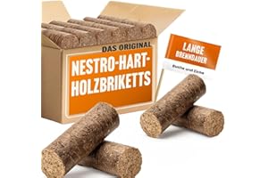 BBQUH Holzbrikett, NESTRO Hartholzbriketts 30 kg Buche/Eiche – Premium Brikett für Kamin & Ofen | Lange Brenndauer, Hoher Heizwert, Kaum Asche | Saubere & Natürliche Wärme aus Hartholz