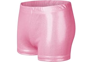 NewL Dziecięce spodenki z elastyczną talią, błyszczące, metaliczne, baletowe, do uprawiania sportu, jogi, gimnastyki, treningu
