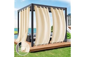 Rosnek Lot de 2 rideaux d'extérieur lestés - Résistants aux intempéries - Avec œillets - 243 x 132 cm - Imperméables - Coupe-vent - Pour terrasse, pergola, pavillon