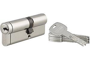 THIRARD - Cylindre de Serrure Double Entrée Transit 2 - Laiton - Usage Intérieur et Extérieur - 8 Goupilles - Anti-Arrachement, Anti-Perçage, Anti-Crochetage, Anti-Snap - 35 x 45 mm - Gris