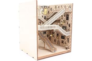 suruim Escuela mágica de Madera en Espiral de Escalera para Libros de rincón Insertos de Arte sujetalibros de Arte DIY estantería decoración Soporte decoración de Hadas jardín miniaturas decoración