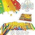 VGRASSP Building Blocks Construction Game Educational Straw Puzzle Connector Toy Set for Kids, 45 Straw