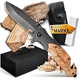 BERGKVIST® 3-i-1 fällkniv K19 kniv extra vass I Fickkniv med trähandtag I Utomhuskniv med titanblad av rostfritt stål I Enhan