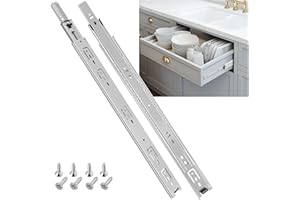 SHUHANG Glissiere pour Tiroir Avec Amortisseur Coulisse Tiroir 45kg Capacité de Charge Avec Roulement à Billes 200 250 300 350 400 450 500 550 600 mm Extension Complète, montage latéral 1 paire