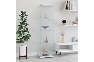 HYNHXBP Vitrina de Cristal, Vitrina expositora, Armario de colección Moderno de Cuatro Capas con Puerta, Mueble Vitrina de Cristal, para Dormitorio, salón y Comedor, 42,5 x 36,5 x 164 cm, Blanco