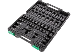 Marchio Amazon - Denali, set di bussole a 6 punte SAE/metriche, attacco da 3/8” - 46 pezzi , 33,3 x 24,6 x 7,6 pollice