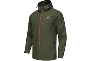 NORDIC OUTLAND Mens Lightweight Hooded Waterproof Rain Jacket Breathable Raincoat Shell for Outdoor Mountain Hiking