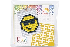 Pracht Creatives Hobby Pixel P23022 Mosaïque Médaillon Smile, Porte-clés pour Enfants à décorer soi-même, système d'enfichage très Facile, sans Repassage ni Collage, tesselles en bioplastique