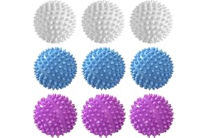 ARROMI 9 Pack Drying Balls for Tumble Dryer, Blue, White and Purple Laundry Balls for Washing Machine, Efficient Tumble Dryer Balls, Dryer Balls for Laundry for Home Laundry and Dry Cleaning