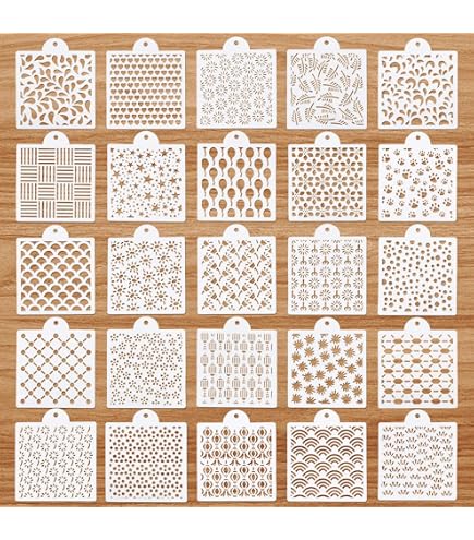 Zernblend 24 pièces Ensemble de pochoirs Sashiko, matelassage à la main, décoration artisanale de scrapbooking, pochoirs de gaufrage (4,72 x 4,72 pouces