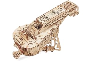 UGEARS Obrotowe drewniane puzzle 3D – instrument muzyczny z drewna, mechaniczny zestaw modelarski do budowy – puzzle "zrób to sam", muzyka średniowieczna – zestaw do budowania dla dorosłych i dzieci