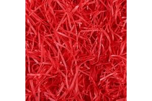 PUMUKY 200 Grammes Papier de Remplissage Cadeau, Déchiqueté Kraft Raffia, Herbe de Pâques pour Décorer Cadeaux, Artisanat DIY, Paniers et Boîtes (Rouge)
