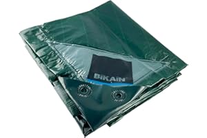 wasserdichte Plane für den Außenbereich - Modell BI053LO - Verstärkte, verschweißte Löcher - 3 Schichten kreuzweise laminiertes Polyethylen - 120 g/m2-3x5m - Grün - Totaler Schutz Bikain