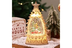 SOETDERT Kula śnieżna Boże Narodzenie, latarnia bożonarodzeniowa z zamiecią śnieżną, świąteczna kula śnieżna, LED świąteczna kula śnieżna, błyszcząca ośnieżona kula-globus lampka nocna, latarnia dekoracji