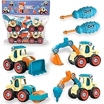 5-teiliges Bagger Spielzeug Set - Zerlegbare Baufahrzeuge Mit Schraubendreher Für Kinder Ab 3