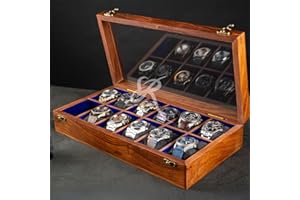 Royal Craft Expertise Boîte à montres en palissandre de qualité supérieure en nid d'abeille – Vitrine vintage et organisateur pour collection de montres pour homme (Dark brown-12 Rooom)'