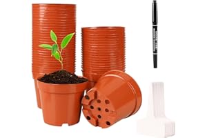 FUCNEN Godet Semis, Pot Semis Lot de 50 petits pots de fleurs en plastique de 10 cm pour semis boutures semences de jardinage, pots de départ en terre cuite, pot de fleurs coloré pour chambre d'enfant