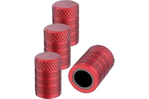 Xibao Tappini Gomme Auto,Tappi Valvole Pneumatici Auto,Coprivalvola Universale in Alluminio Anodizzato per Moto,Adatto alla Maggior Parte di Auto,Biciclette,SUV,Camion e Altri Veicoli a Motore (Rosso)