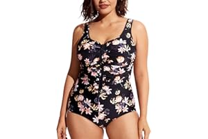 DELIMIRA - Bañador Cremallera Frontal Traje de Baño de Una Pieza para Mujer