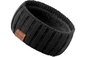 DRESHOW Damen Warm Gestricktes Stirnband Winter Ohrenwärmer Elastische Gehäkelte Kopfwickel Dickes Fleecefutter Haarbänder