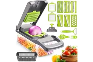 ALLSSAL Vegetable Chopper, 15 in 1 Manual Mandoline Vegetable Slicer Onion Chopper Salad Chopper Kitchen Food Dicer Veg Chopper