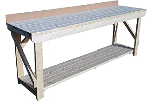 ARBOR GARDEN SOLUTIONS Wooden WorkBench Acorn-Premium With Rear MDF Upstand - 4FT TO 8FT - Work Table Hand Made Strong Heavy Duty - Made From Construction Grade Timber (6ft)