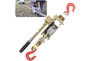 EUJGOOV LLLZM Treuil Manuel Halage, Portable Tire Fort Treuil Manuel， Tire Fort Forestier Portable Dispositif avec 1.3/1.5m Cable et 2 Crochets,Conception Anti-Retour, Sûre à Utiliser