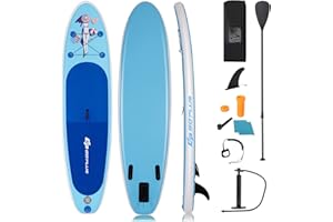 COSTWAY 305 x 76 x 15 cm deska do paddleboardingu, nadmuchiwana deska do paddleboardingu z linką bezpieczeństwa, wiosłem, pompką, płetwami centralnymi, plecakiem i zestawem naprawczym (niebieski)